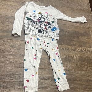 Gap Disney Kids Pajamas - Gray with Multicolor Stars mickey Christmas
